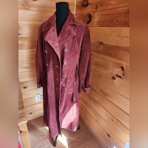 Vintage RED leather trenchcoat